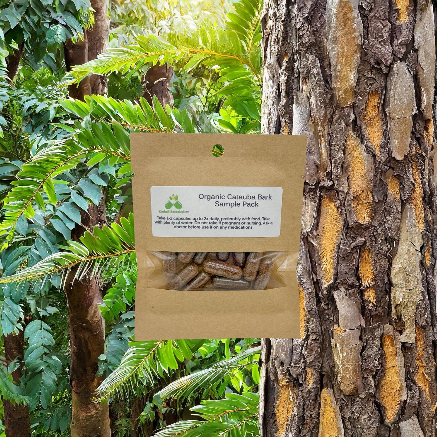 Organic Catuaba Bark (Erythroxylum catuaba) 500mg and 650mg vegetarian capsules made fresh to order