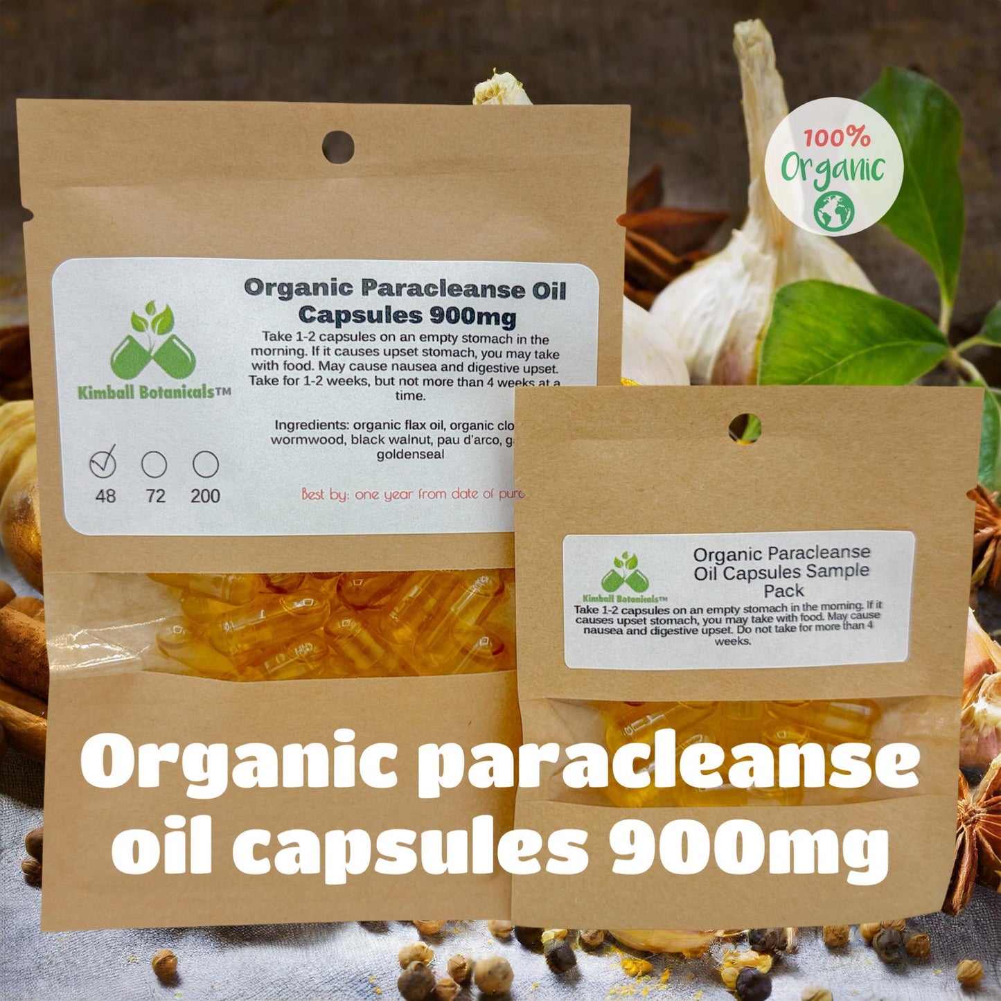 USDA Organic Paracleanse Oil 900mg vegetarian capsules NON GMO, made fresh to order