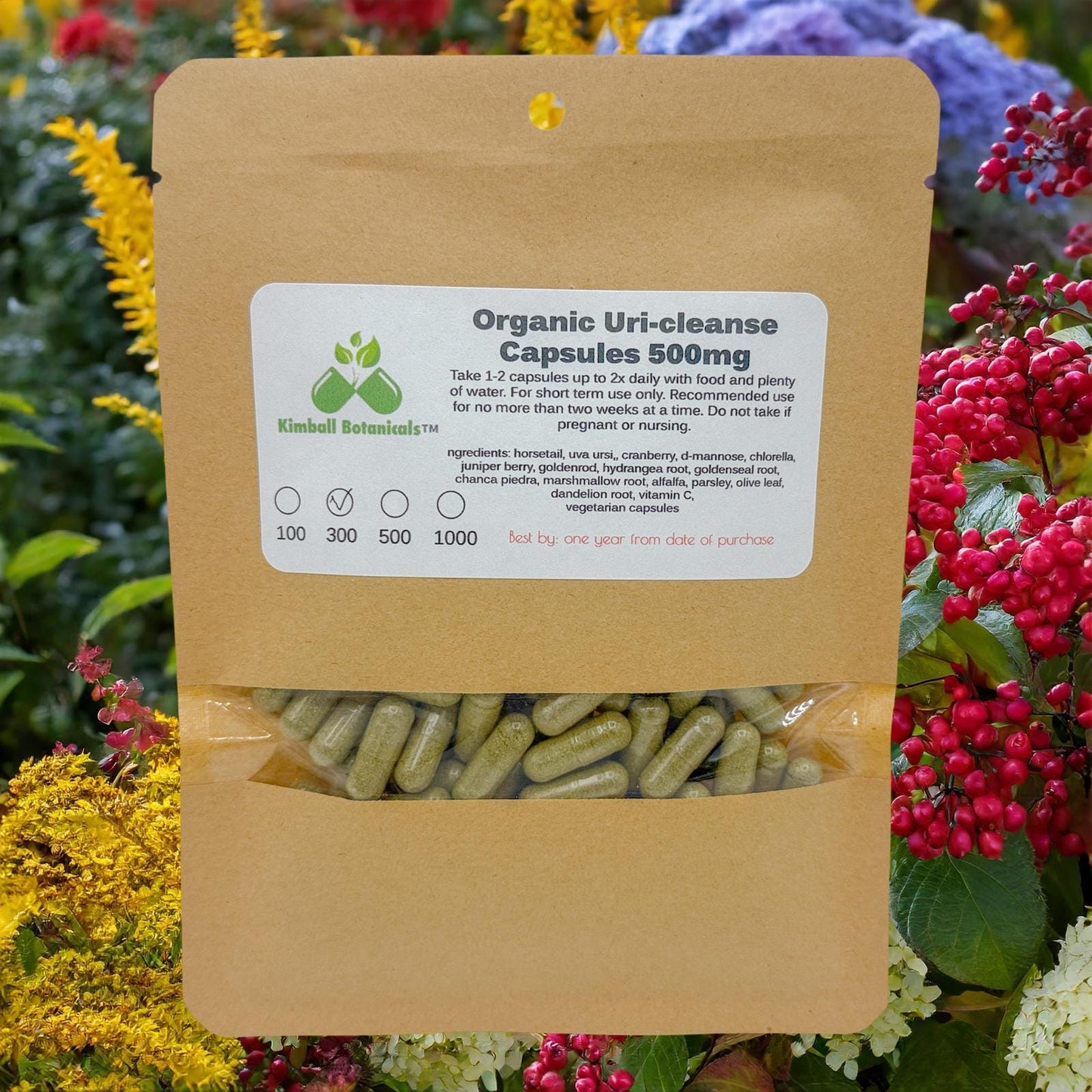 Organic Uricleanse, Cranberry, D-mannose, herbal blend 500mg or 650mg vegetarian capsules NON GMO, made fresh to order