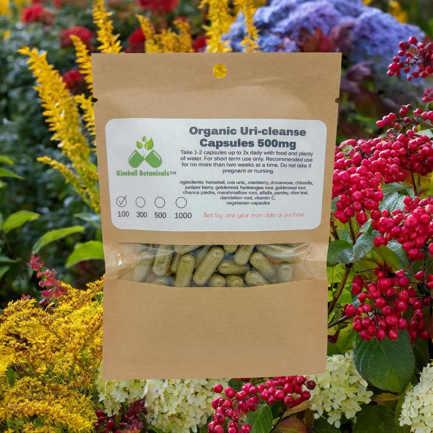 Organic Uricleanse, Cranberry, D-mannose, herbal blend 500mg or 650mg vegetarian capsules NON GMO, made fresh to order