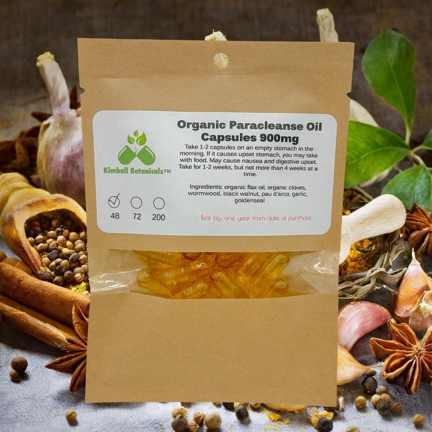 USDA Organic Paracleanse Oil 900mg vegetarian capsules NON GMO, made fresh to order