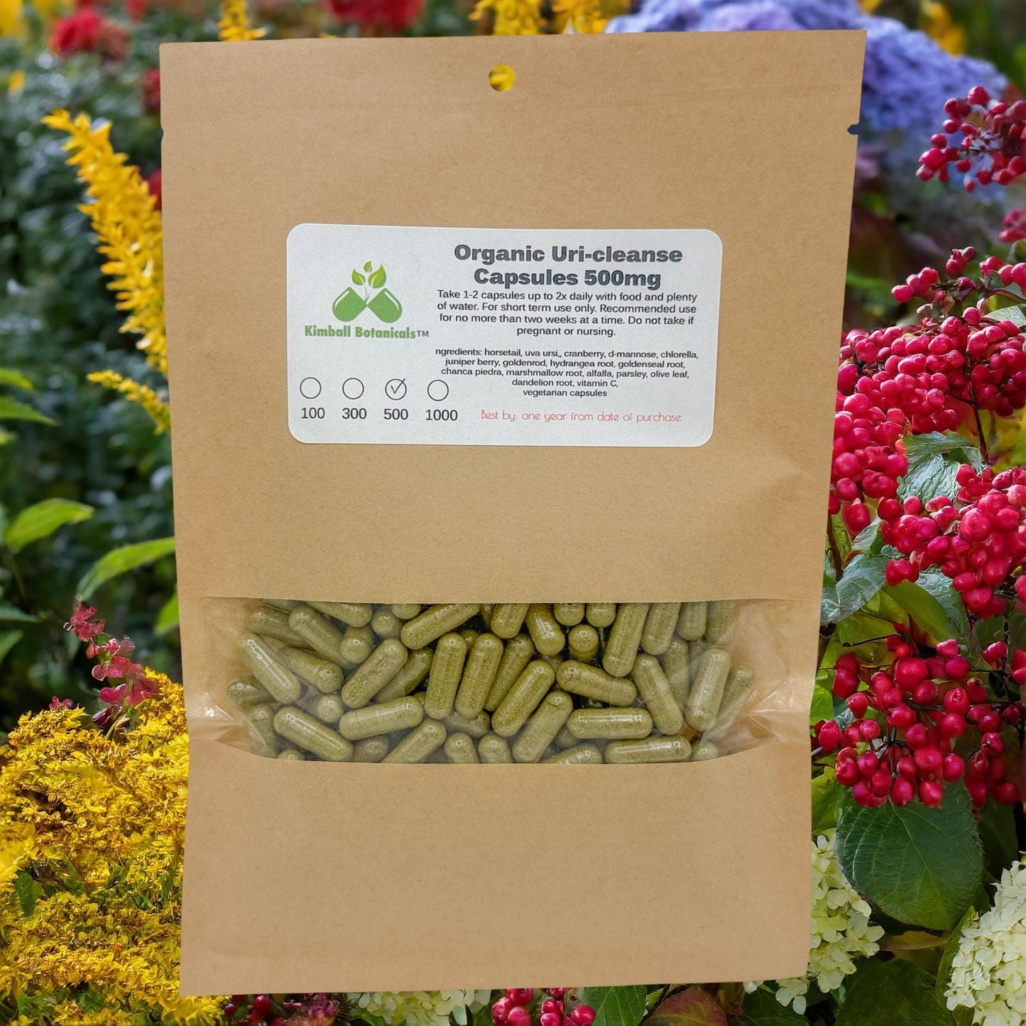 Organic Uricleanse, Cranberry, D-mannose, herbal blend 500mg or 650mg vegetarian capsules NON GMO, made fresh to order