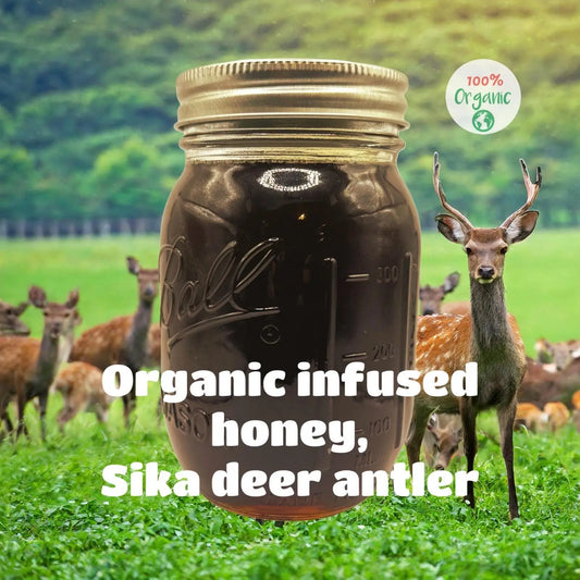 USDA Certified Organic Deer Antler Infused Raw Wildflower Honey
