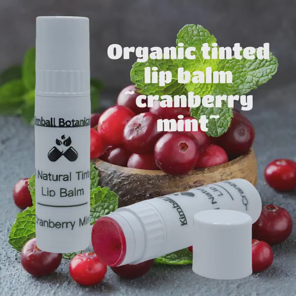 Organic All Natural Handcrafted Tinted and Flavored Lip Balm, "Cranberry Mint"