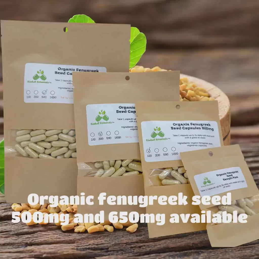 Organic Fenugreek Seed (Trigonella foenum-graecum) 500mg or 650mg Wild Harvested, vegetarian or pullulan capsules, made fresh to order