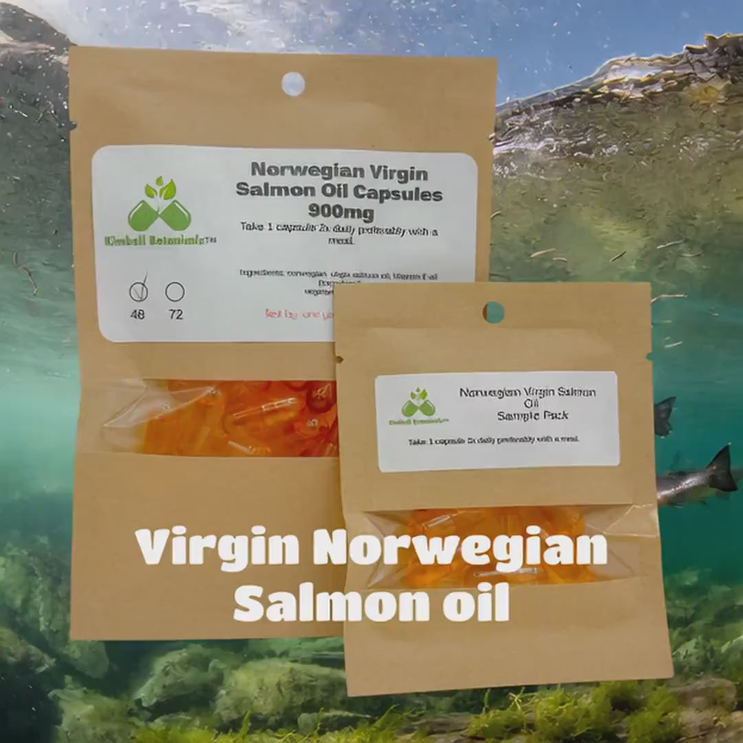 Virgin Norwegian Salmon Oil Omega-3 Capsules, 900mg vegetarian capsules made fresh to order