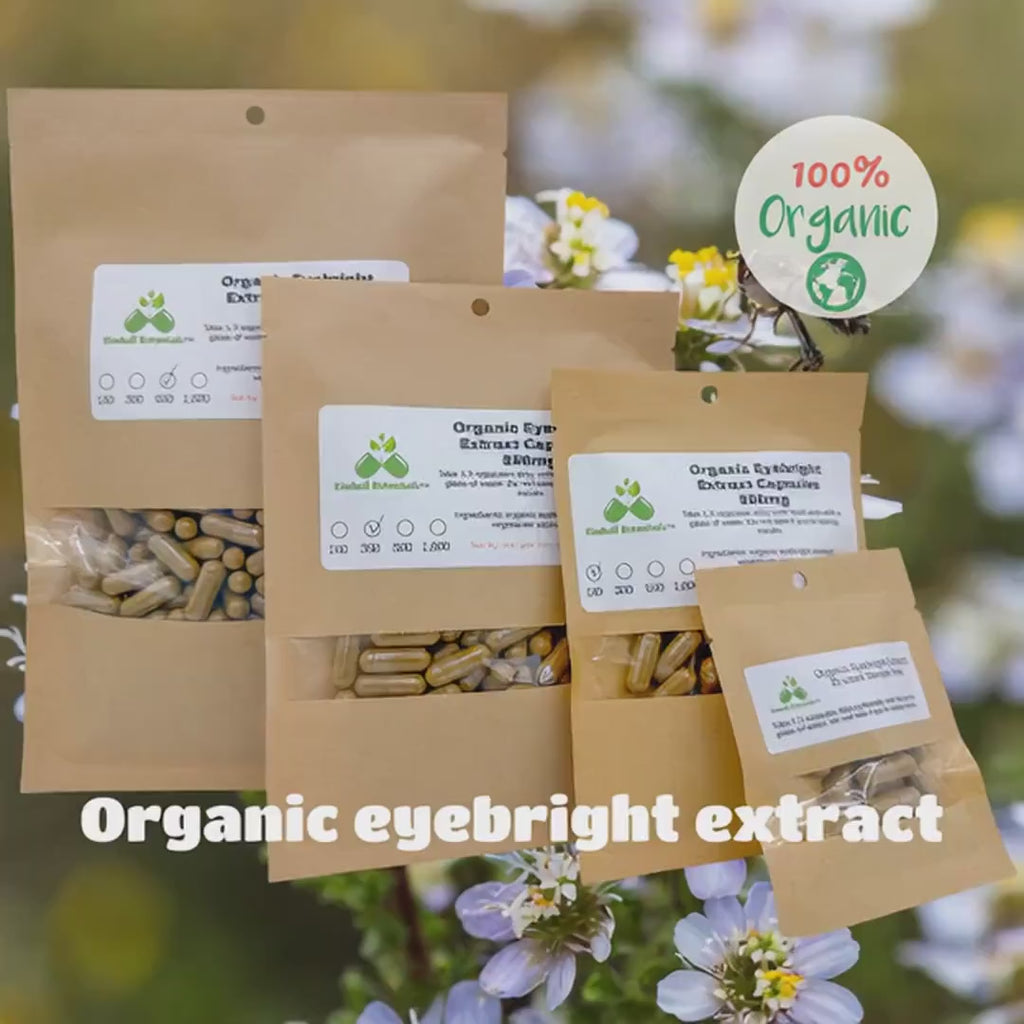 Organic Eyebright Extract (euphrasia) 500mg or 650mg vegetarian capsules, made fresh to order