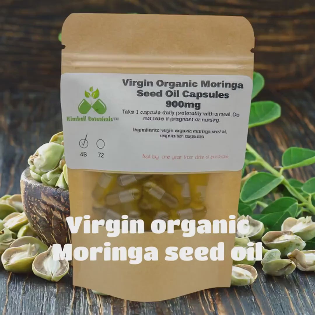 USDA Certified Organic Virgin Moringa Seed Oil Capsules 900mg vegetarian capsules made fresh to order