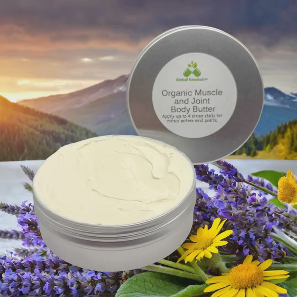 Organic Muscle and Joint Blend Body Butter, Comfrey, Arnica, Devils Claw, and more