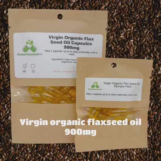 USDA Certified Organic Virgin Flax Seed Oil (Linum usitatissimum) Capsules 900mg vegetarian made fresh to order