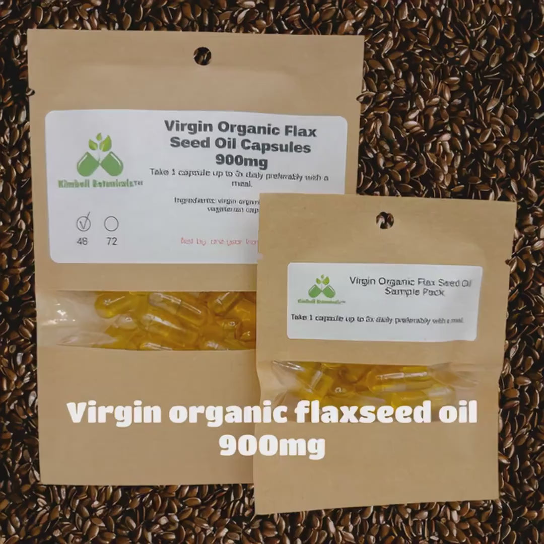 USDA Certified Organic Virgin Flax Seed Oil (Linum usitatissimum) Capsules 900mg vegetarian made fresh to order