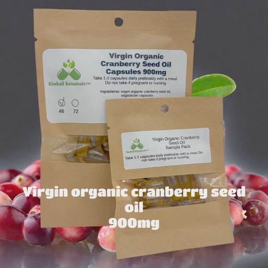 USDA Organic Virgin Cranberry Seed Plant Based Omega-3 and 6, Oil Capsules 900mg vegetarian capsules made fresh to order