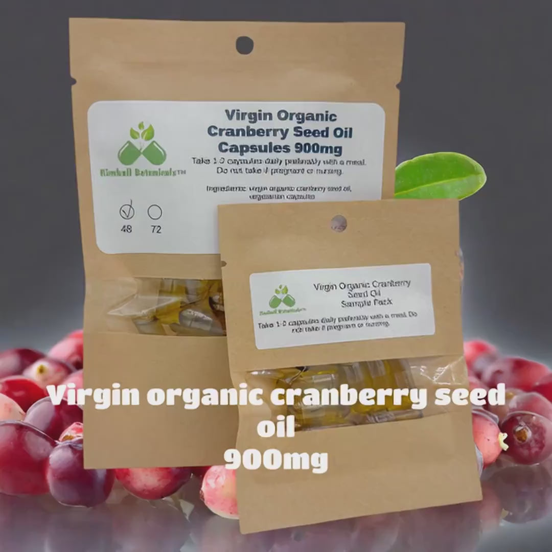 USDA Organic Virgin Cranberry Seed Plant Based Omega-3 and 6, Oil Capsules 900mg vegetarian capsules made fresh to order