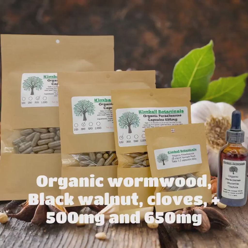 Organic Paracleanse 500mg or 650mg vegetarian capsules or double extracted tincture, NON GMO, sustainably harvested, made fresh to order