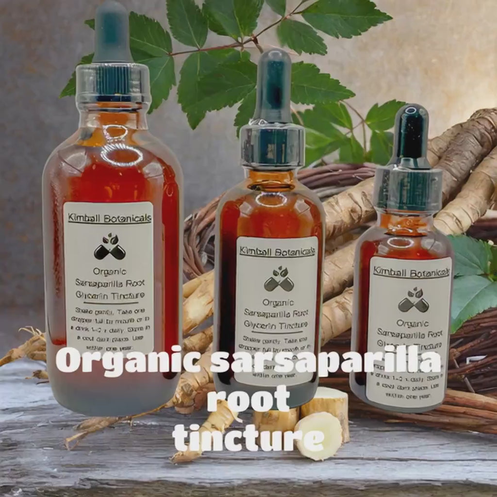 Certified Organic Sarsaparilla Root Glycerin Tincture Double Extracted sustainably harvested NON GMO