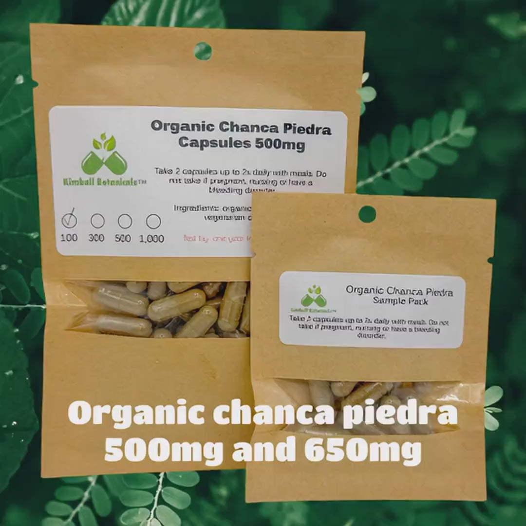 Organic Chanca Piedra Extract Complex (Phyllanthus Niruri) 500mg or 650mg vegetarian capsules, made fresh to order