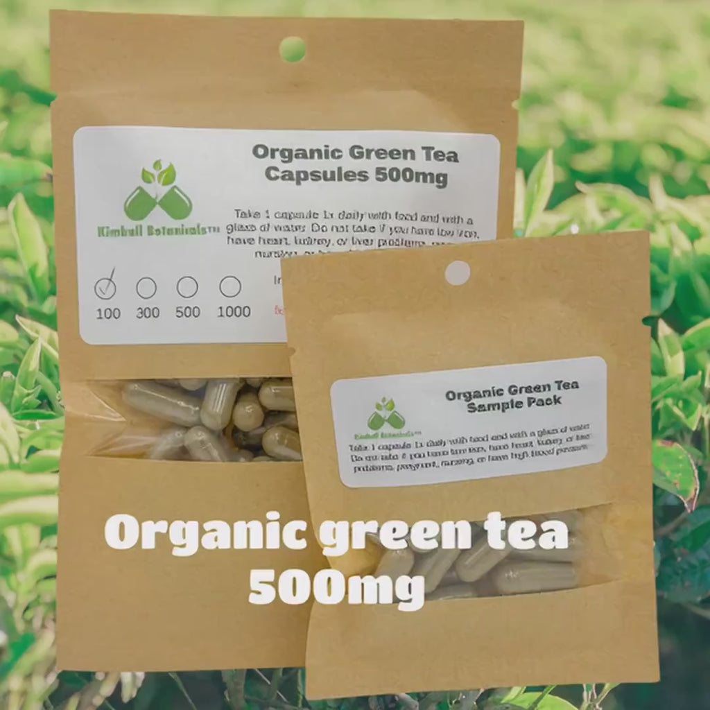 Organic Green Tea (camellia sinensis) 500mg vegetarian capsules made fresh to order