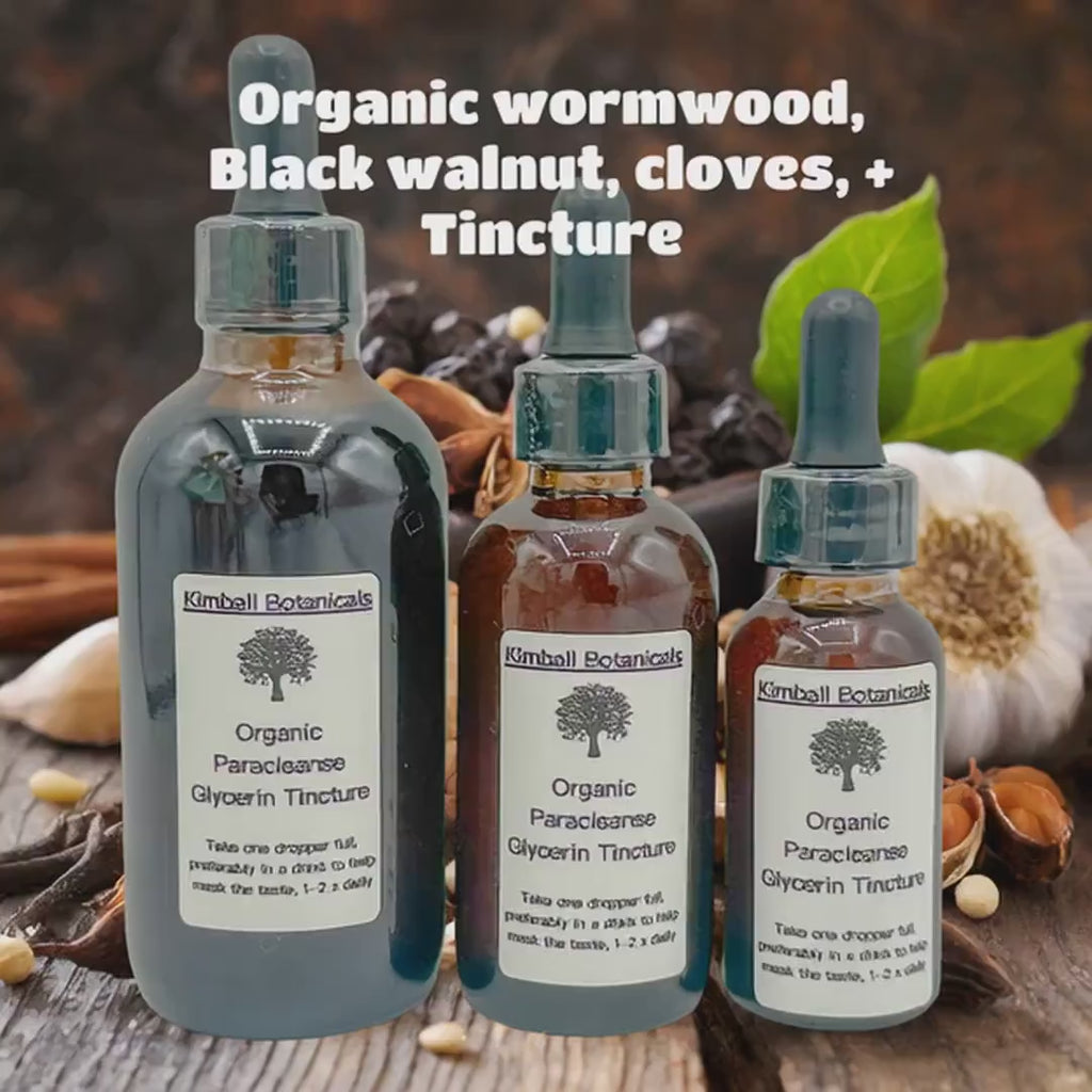 Organic Paracleanse Double Extracted Black Walnut, Wormwood, Cloves Glycerin Tincture sustainably harvested NON GMO