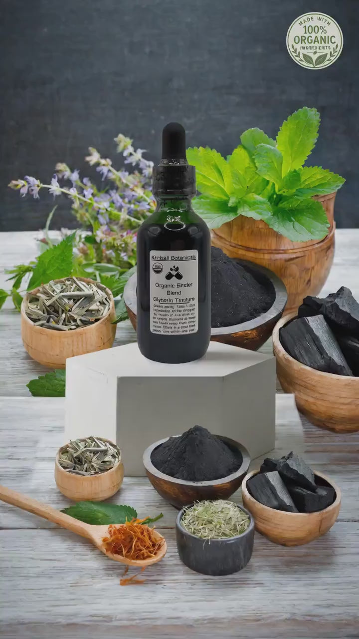 USDA Organic Liquid Binder Blend for D-Tox & Paracleanse, Glycerite Tincture, Charcoal