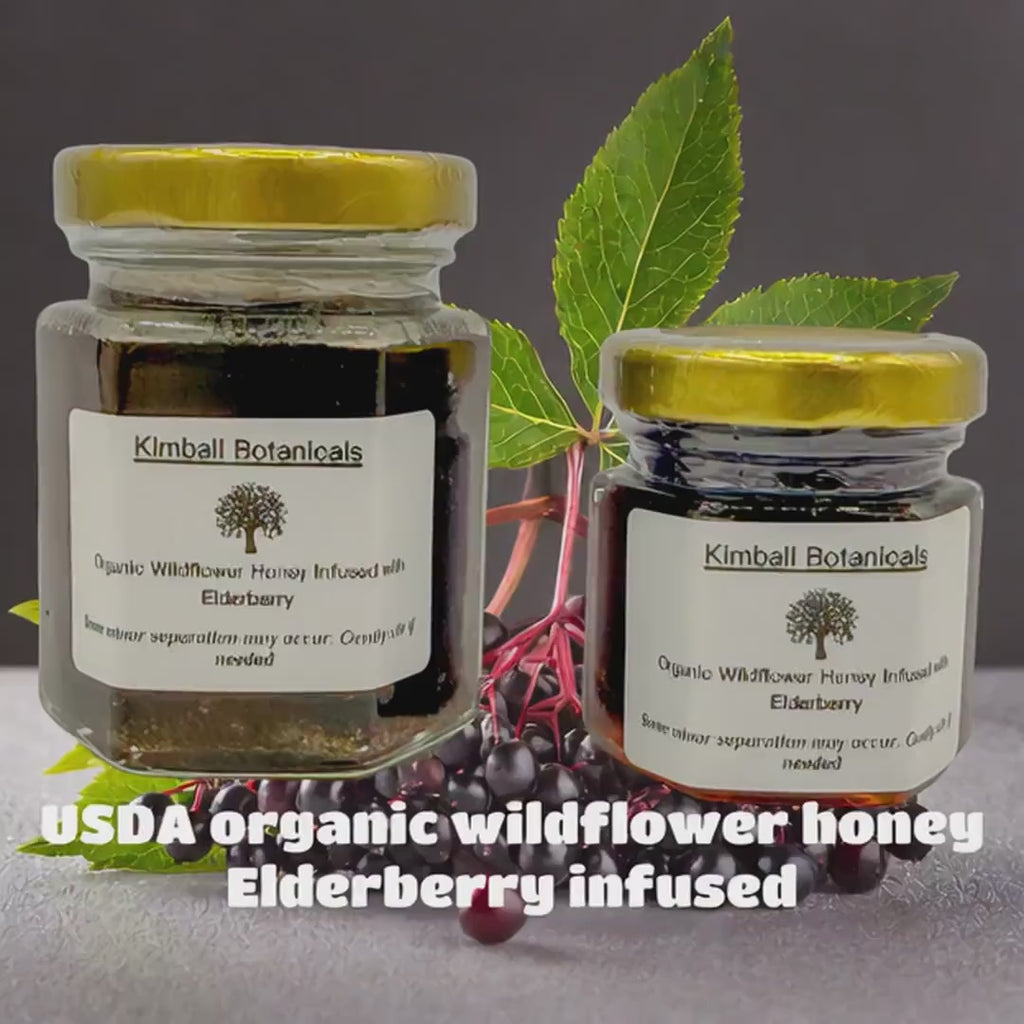 USDA Certified Organic Elderberry Herbal Infused Wildflower Honey