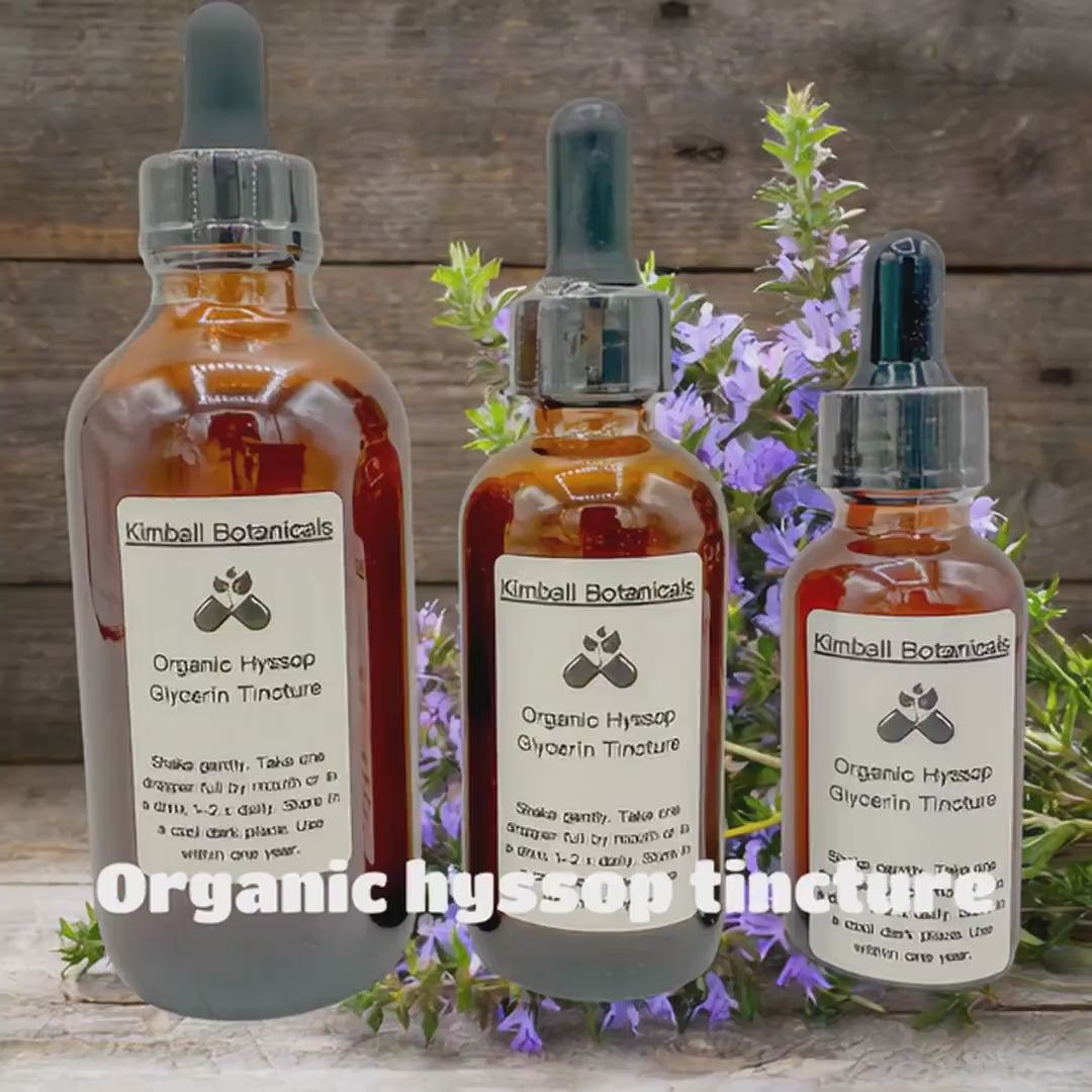 USDA Certified Organic Handcrafted Hyssop Vegetable Glycerin Tincture double extracted, sustainably harvested NON GMO