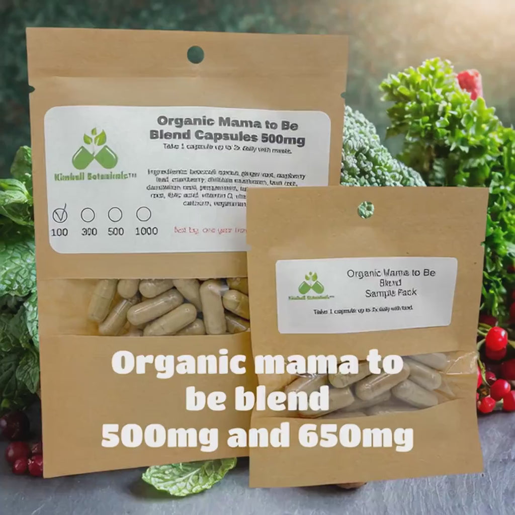 Organic Mama to Be Health blend 500mg or 650mg vegetarian or pullulan capsules, made fresh to order