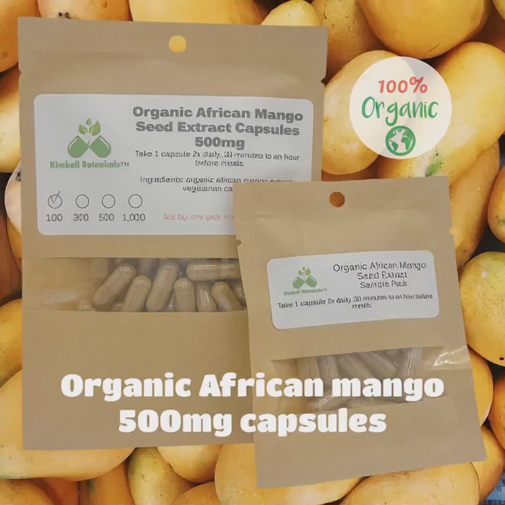 Organic African Mango Seed Extract (Irvingia gabonensis) 500mg vegetarian capsules made fresh to order with zero fillers