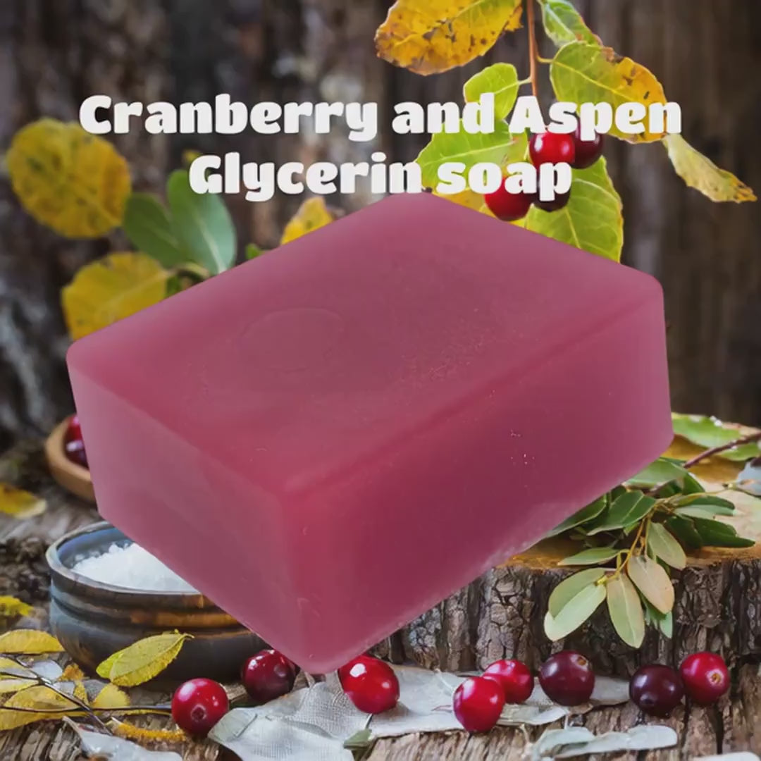 Handmade Herbal Cranberry and Aspen Glycerin Soap, 3.2oz bar