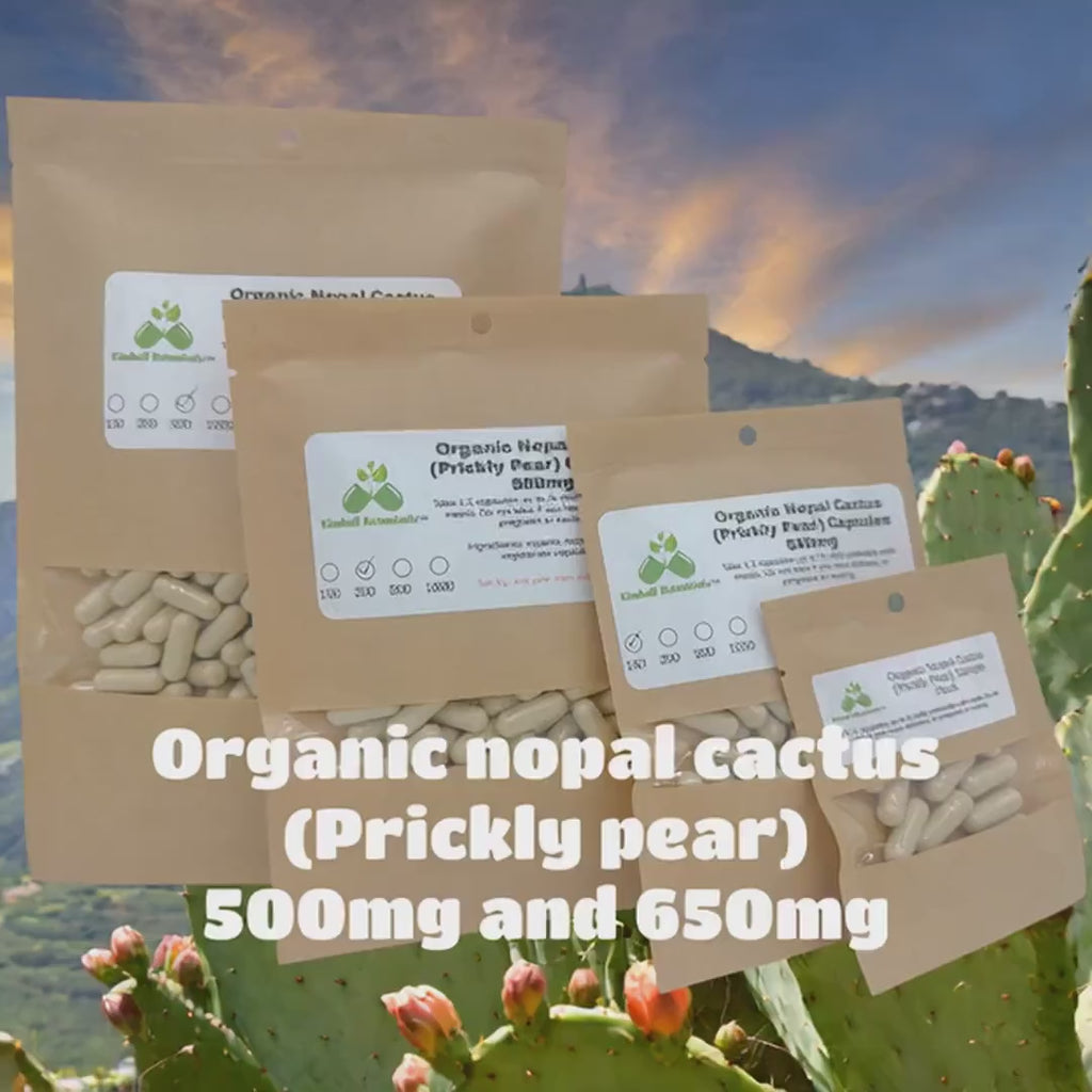 Organic Nopal Cactus - Prickly Pear (Opuntia ficus-indica) 500mg or 650mg vegetarian capsules made fresh to order