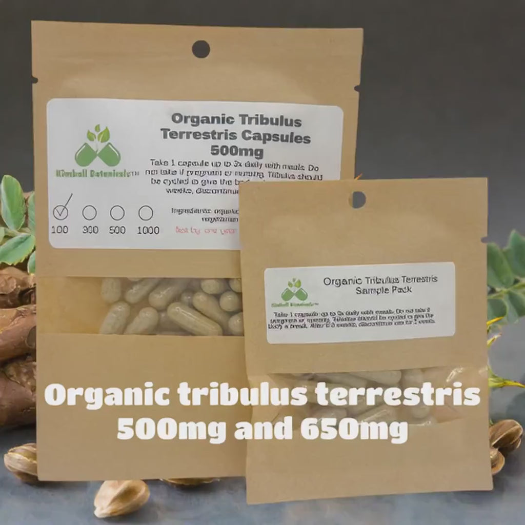 Organic Tribulus Terrestris 500mg or 650mg vegetarian capsules made fresh to order