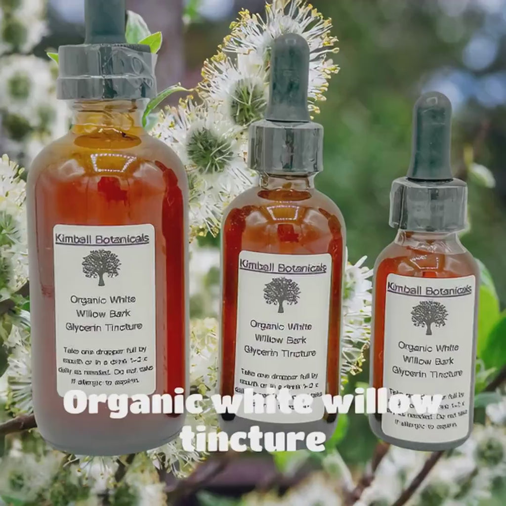 Certified Organic Handcrafted White Willow Bark Double Extracted Glycerin Tincture NON GMO