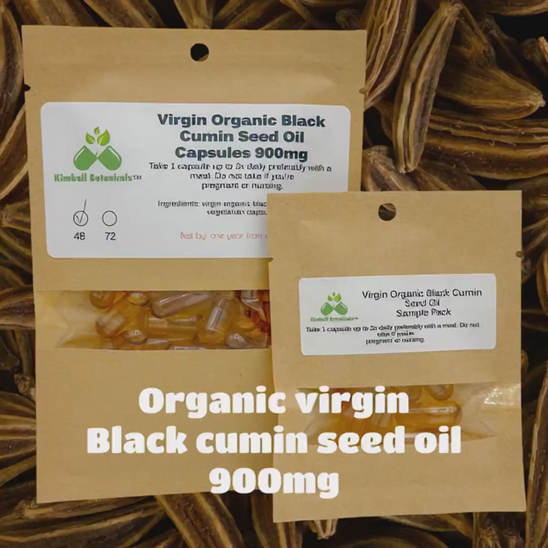 USDA Certified Organic Virgin Black Cumin Seed Oil (Nigella sativa) Capsules 900mg vegetarian made fresh to order