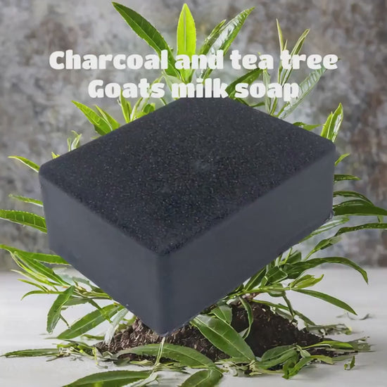 Handmade Charcoal and Tea Tree Natural Goats Milk Soap, 3.2oz bar