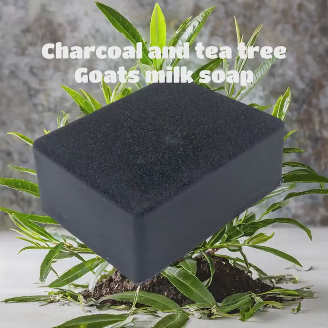 Handmade Charcoal and Tea Tree Natural Goats Milk Soap, 3.2oz bar