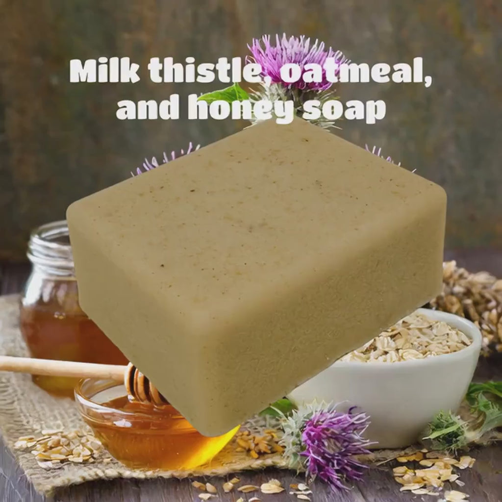 Natural Handmade Milk Thistle, Oatmeal and Honey Soap, 3.2oz bar