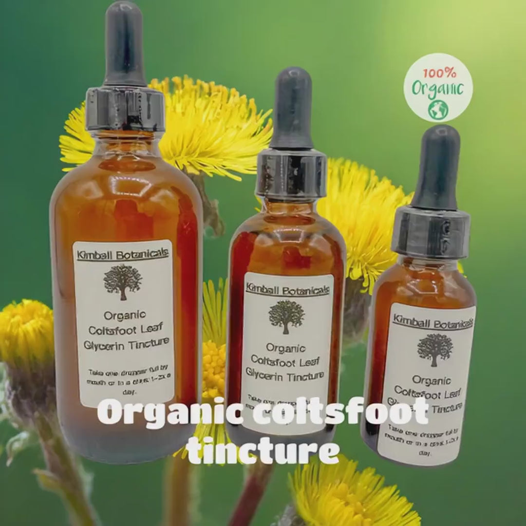 Organic Handcrafted Coltsfoot Leaf (Tussilago farfa) Double Extracted Glycerin Tincture sustainably harvested NON GMO