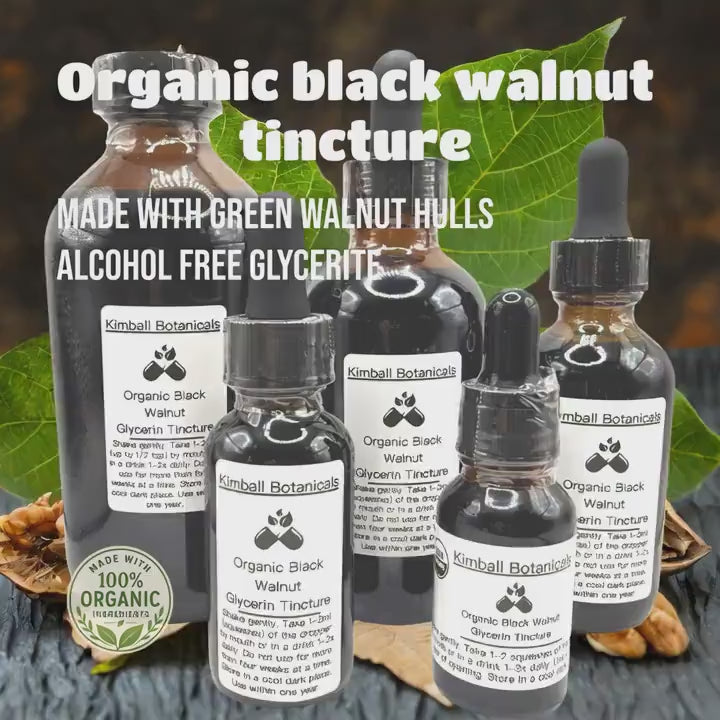 Organic Black Walnut Hull Tincture - Alcohol Free Herbal Extract - Plant Based Liquid Botanical - Made with Green Hulls