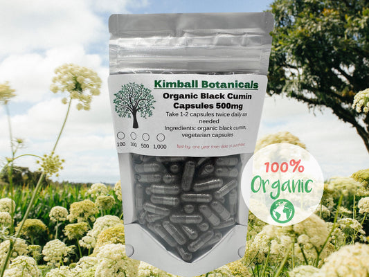 Organic black cumin 500mg vegetarian capsules made fresh